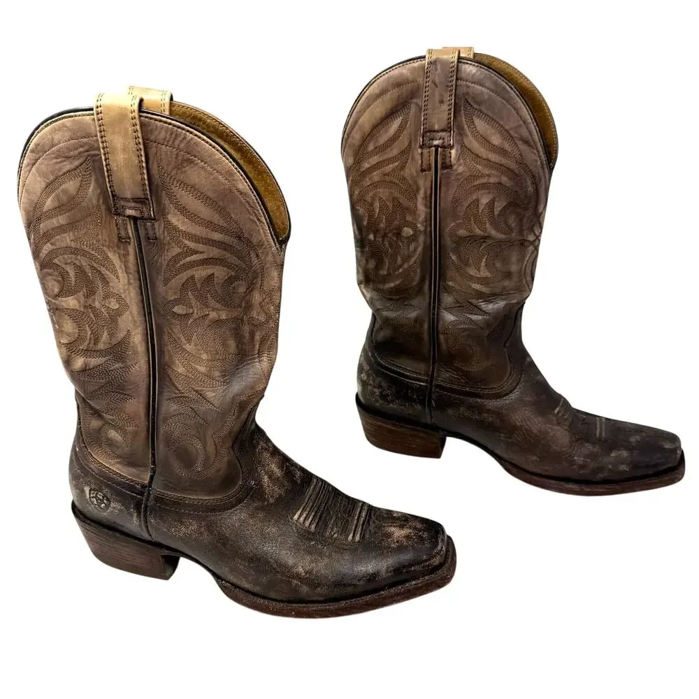 Ariat Size 9.5 EE Brown Leather Cowboy Western Boots Style 10018588‎ Distressed